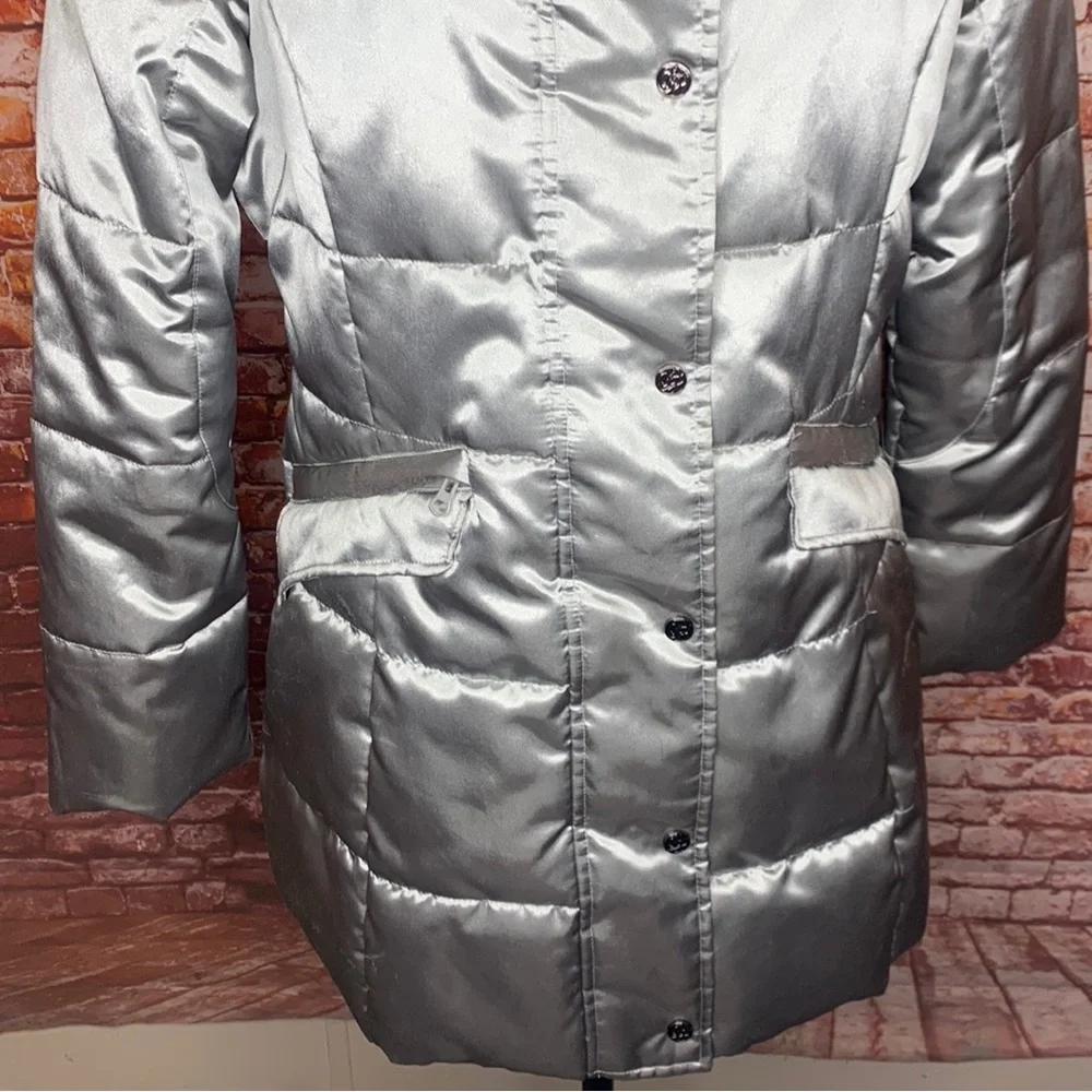 Sean John Silver Mid-length Quilted Puffer Coat